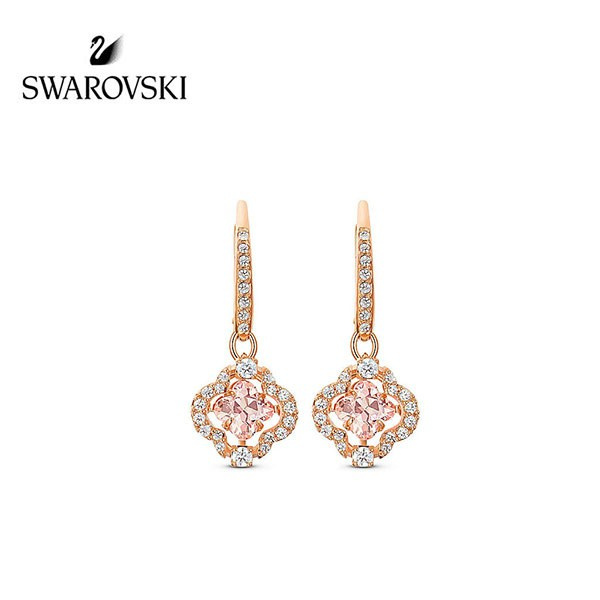 Swarovski Bông Tai Mạ Vàng Hồng Đính Đá Lấp Lánh