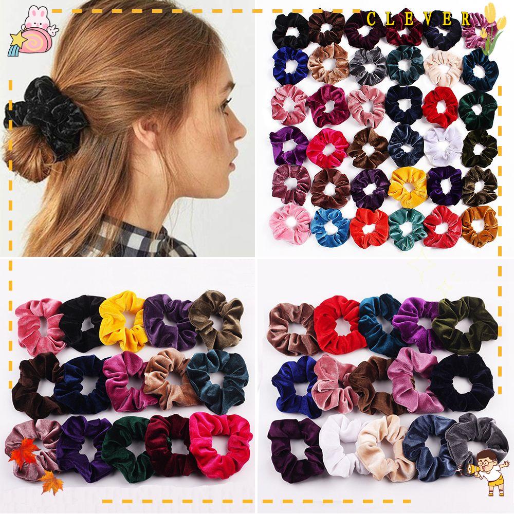 CLEVER Women Girls Hair Accessories  Ponytail Holder Vintage Mixed Colors Hair Scrunchie