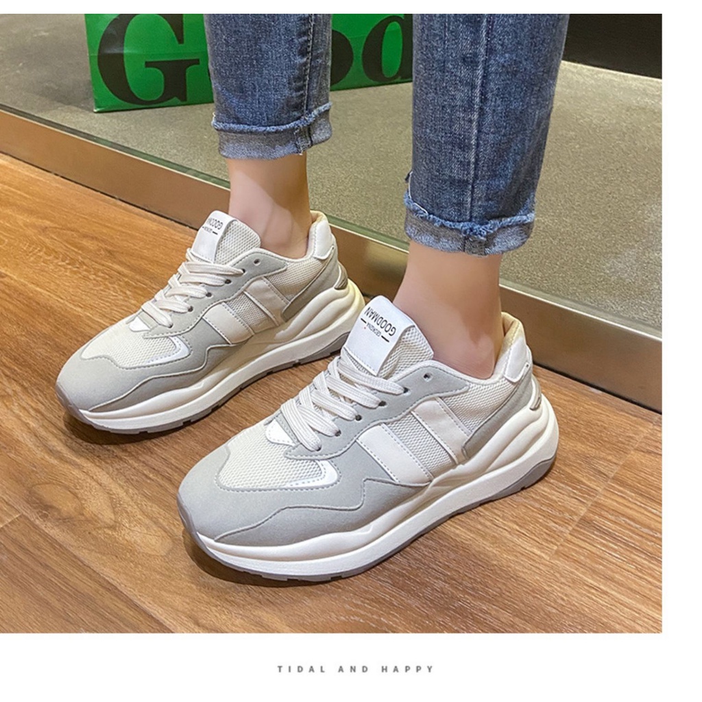 Giày thể thao nữ sọc cam và xám 👟Freeship extra 👟 Giày Quảng Châu Xịn