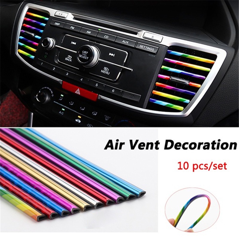 Set 10 Miếng Dán Trang Trí Lỗ Thông Gió Xe Hơi Hình Chữ U DIY