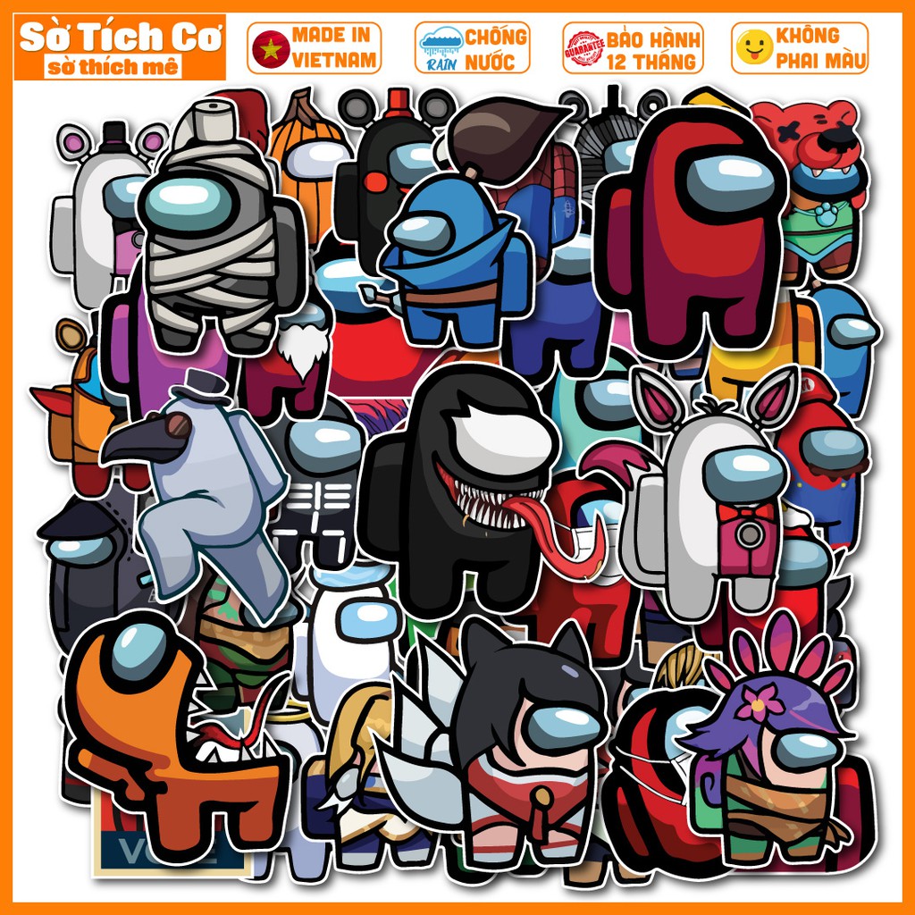 Among Us dán điện thoại, laptop, mũ bảo hiểm, guitar, vali MSP: A12