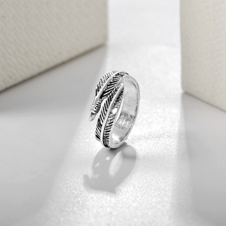 Nhẫn Hình Lông Vũ Có Thể Điều Chỉnh Kích Thước Thời Trang Cho Nam Và Nữ