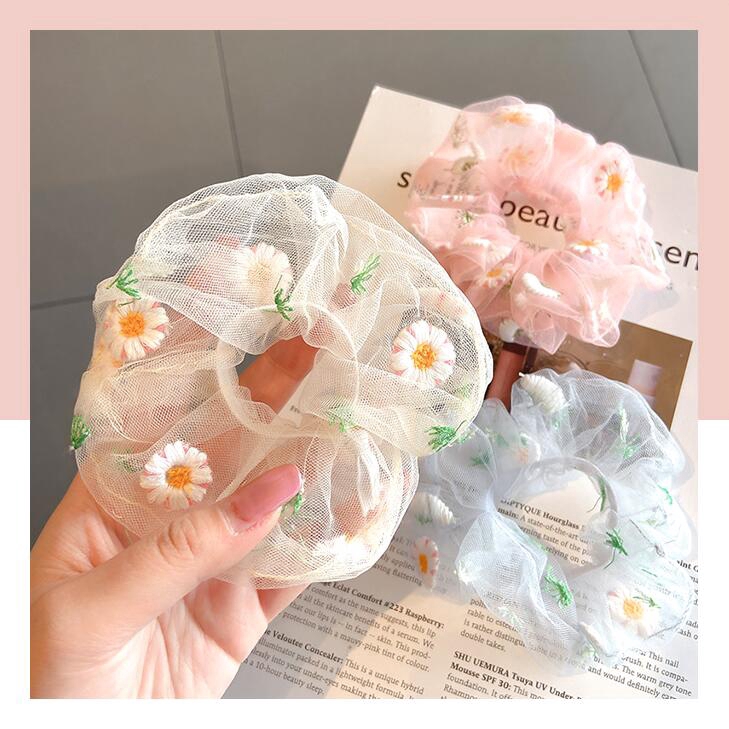 Dây buộc tóc WE FLOWER họa tiết hoa co giãn tốt thời trang dành cho nữ