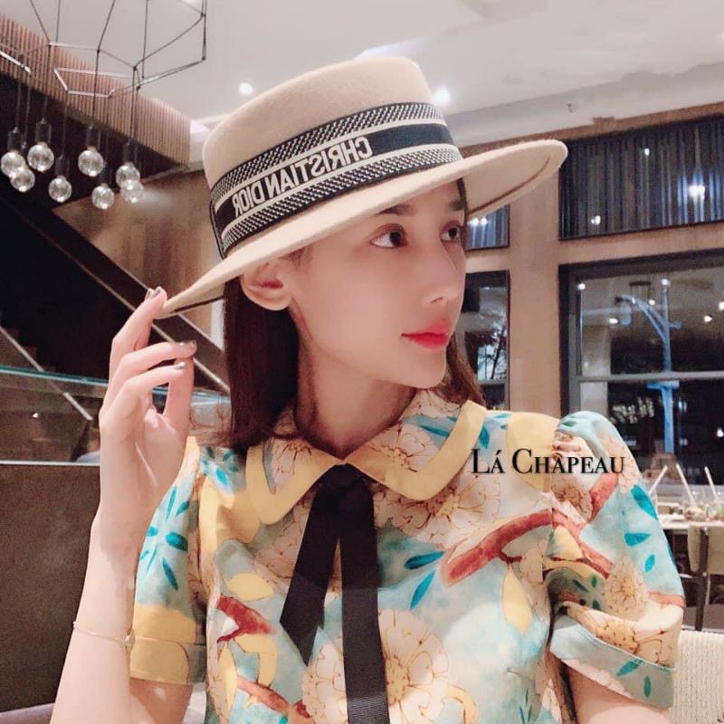 Nón dạ/nỉ vành nhỏ đai dior siêu sang chảnh