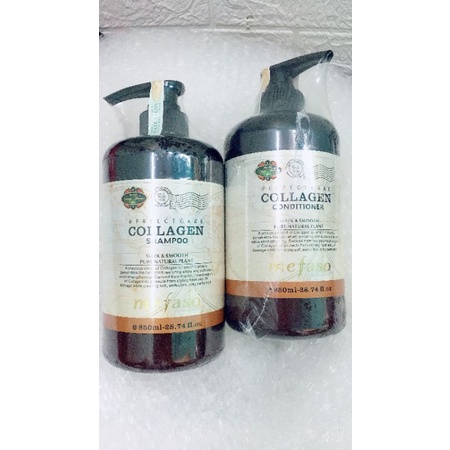 Dầu Gội Xả Collagen Argan Mefaso (Ý) Chai 850 ml 1 Cặp 2 Chai