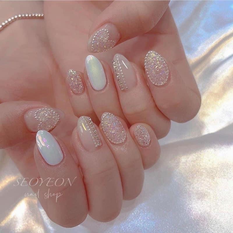 Dây bi dẹt trang trí móng phong cách Hàn Quốc
