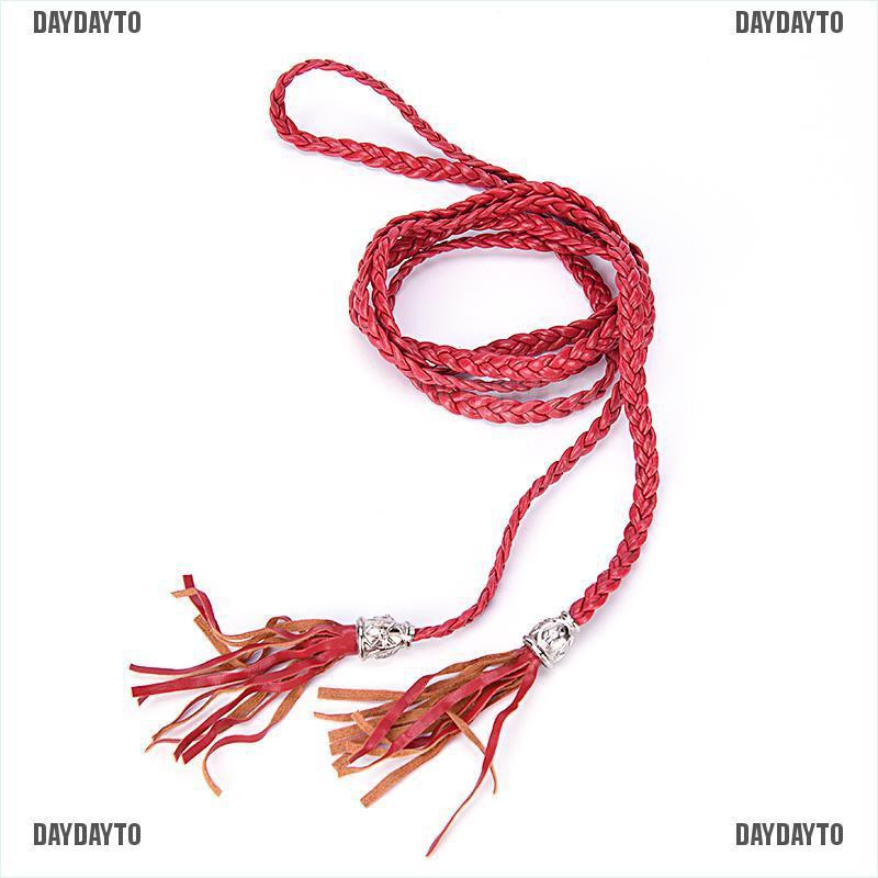 Dây Thắt Lưng Da PU Sợi Mảnh Thiết Kế Tua Rua Phong Cách Boho Đơn Giản Thời Trang Cho Nữ