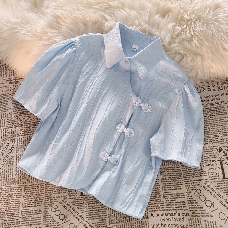 Áo Sơ Mi Ngắn Tay Có Cổ Phối Nút Thời Trang Mùa Hè Mới Dành Cho Nữ