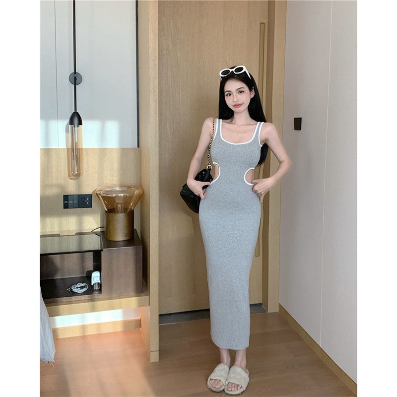 COZOK Đầm Sát Nách Cổ Vuông Quyến Rũ Hợp Thời Trang