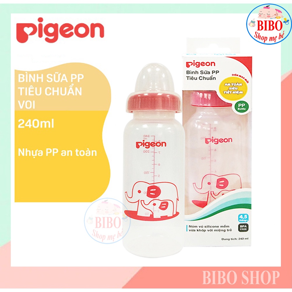 Bình Sữa Pigeon PP Tiêu Chuẩn Hình Voi 240ml. Bình Bú Cho Bé