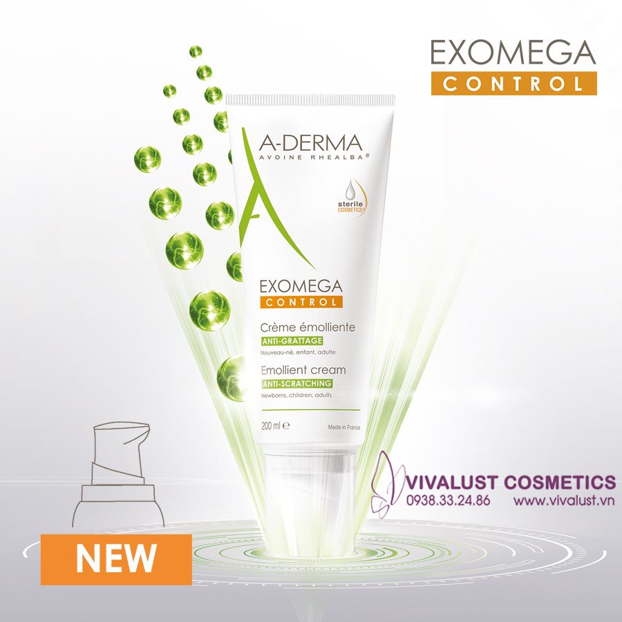 Kem Dưỡng ADERMA EXOMEGA CONTROL EMOLLIENT CREAM (50ml/200ml) - Làm Mềm, Giảm Kích Ứng Cho Da Quá Khô