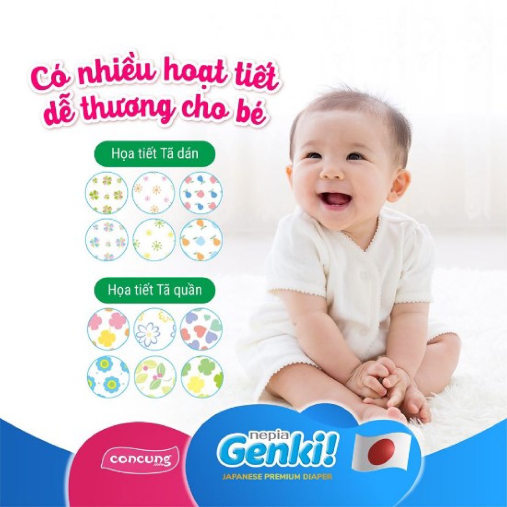 Tã/Bỉm quần Nhật Bản cao cấp Genki size L 44 miếng