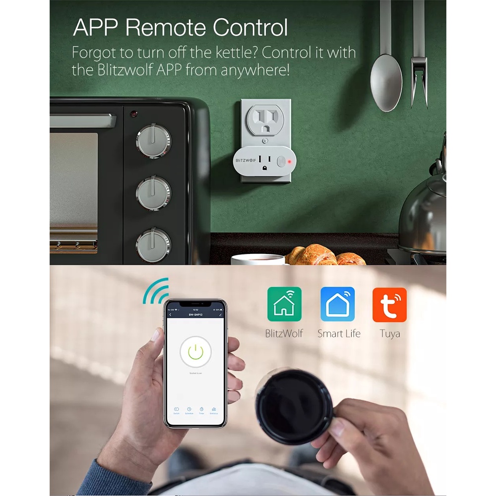 Ổ Cắm Hẹn giờ tự động tắt mở qua wifi, 3G App Smart Life/ Ewelink 10A, điều khiển bằng giọng nói Google & Alexa