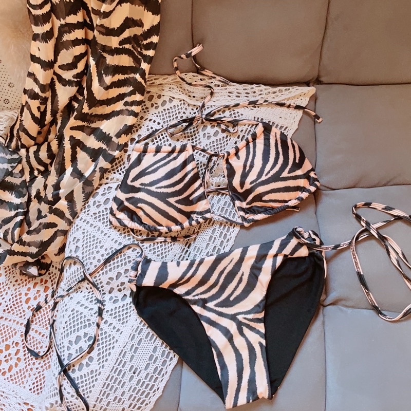 Set bộ đồ bơi dây 2 mảnh siêu sexy ngựa vằn