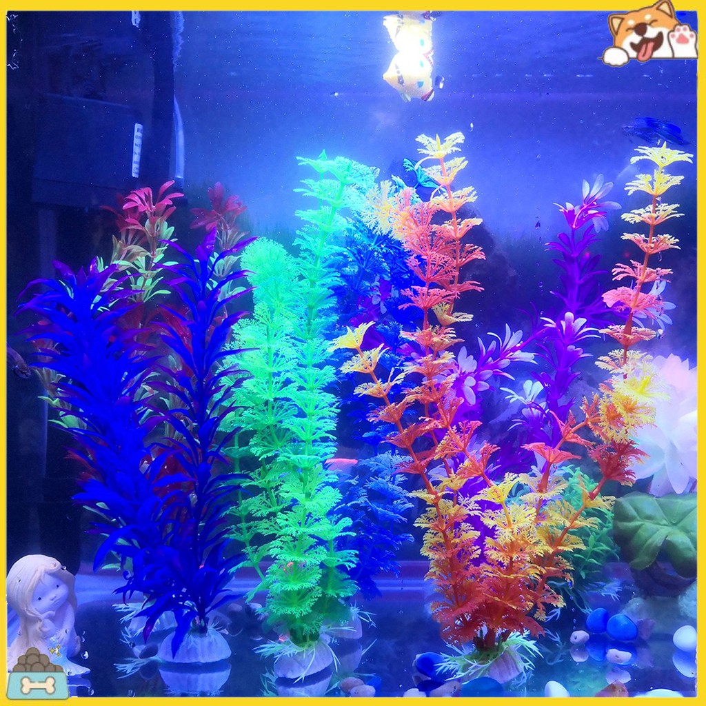 1 / 6 Cây Cỏ Nhân Tạo Trang Trí Bể Cá 30cm