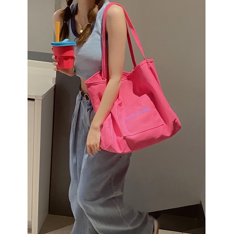 Túi du lịch túi đeo vai to cá tính túi tote canvas đi học đi chơi có dây kéo