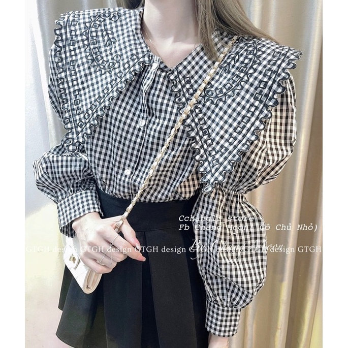 Set chân váy kèm áo sơ mi 𝓣.𝓥𝓞𝓖𝓤𝓔 mặc đi chơi đi làm tách set vẫn xinh