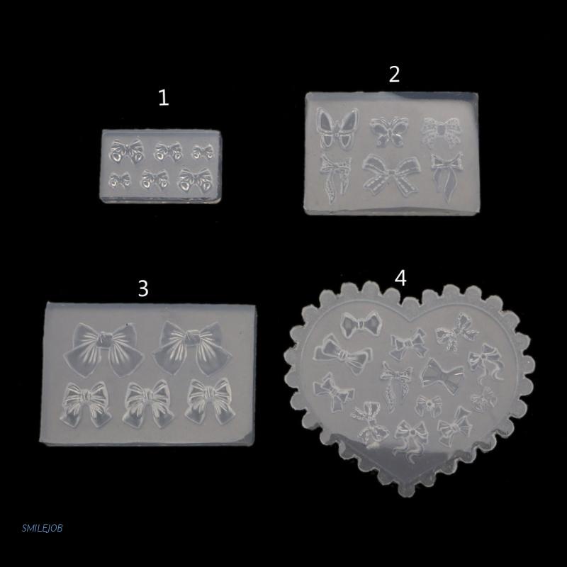 Khuôn silicon đúc phụ kiện nơ chạm khắc 3D trang trí móng tay