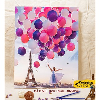 D728 Tranh tô màu theo số sơn dầu số hóa ARTSHOP đã căng khung sẵn và dầu phủ bóng