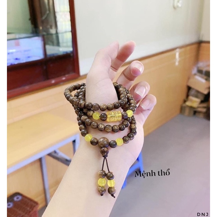 Vòng trầm tốc 108 hạt mix lu thống omani