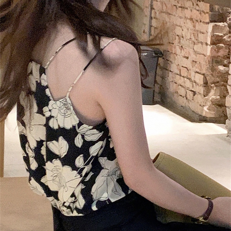 Đầm Perty in hoa hai dây hở vai phong cách Hàn Quốc dành cho nữ