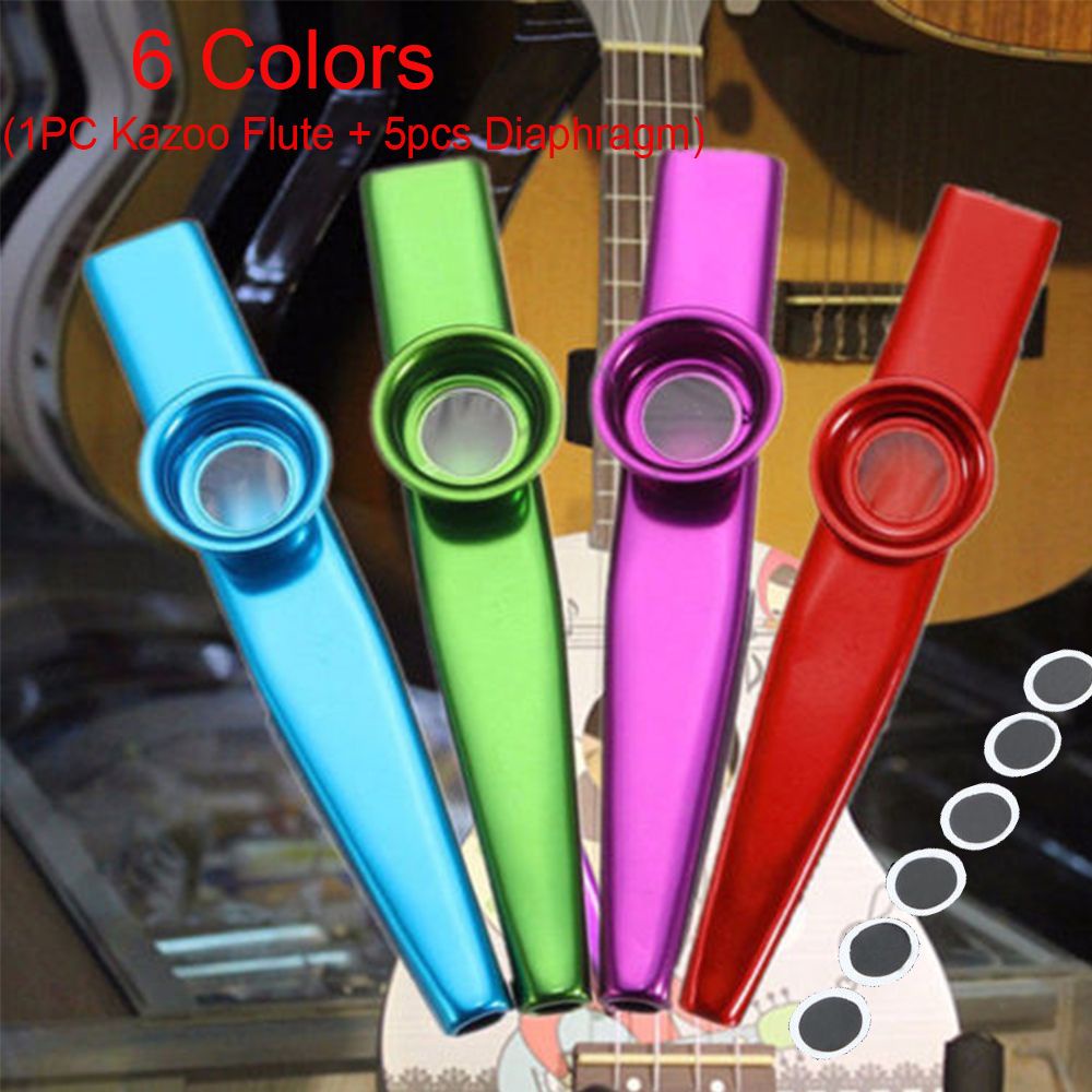 Bộ 5 Kèn Kazoo Bằng Nhôm Màu Bạc Hợp Thời Trang Cho Trẻ Em