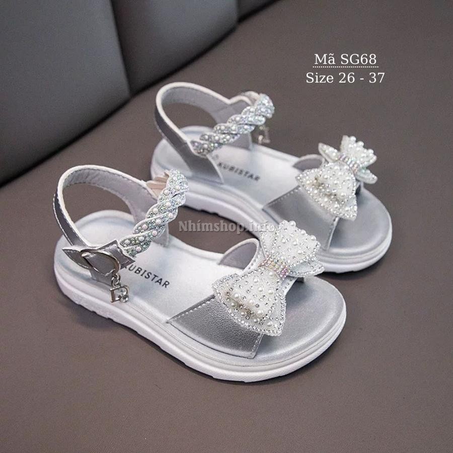 Giày sandal trẻ em xuất khẩu dép quai hậu bé gái gắn nơ duyên dáng và dễ thương 3 - 12 tuổi đi học đi biển SG68