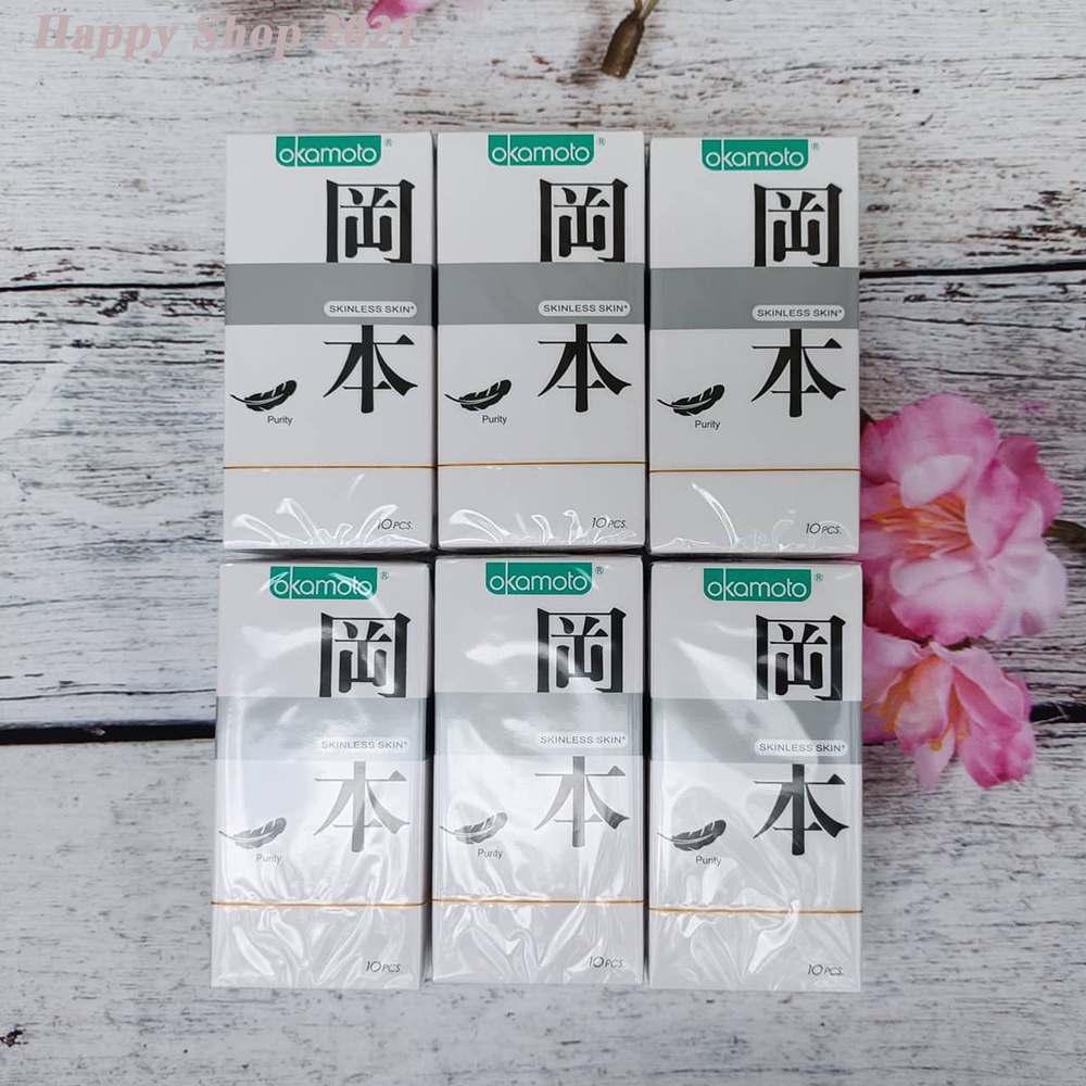 Bao cao su siêu mỏng Okamoto Skinless Skin Purity không mùi hộp 10 bao