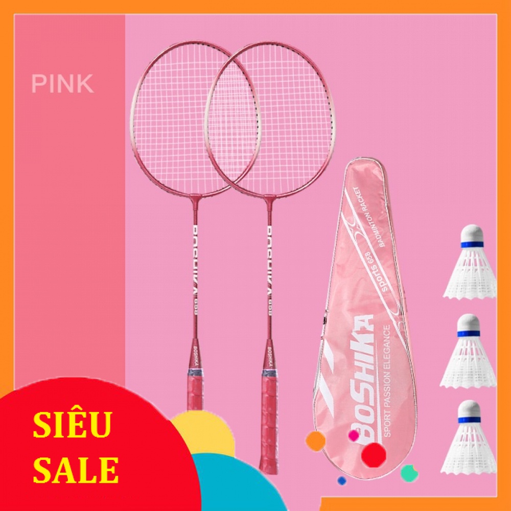 Bộ vợt cầu lông Boshika, Bộ 2 chiếc vợt cầu lông Boshika chất lượng cao tặng kèm 3 quả cầu