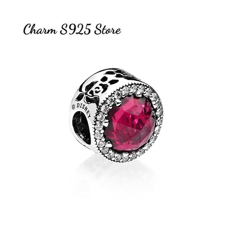 charm pan.do.ra radian đá hoa hồng màu đỏ bạc s925 cao cấp