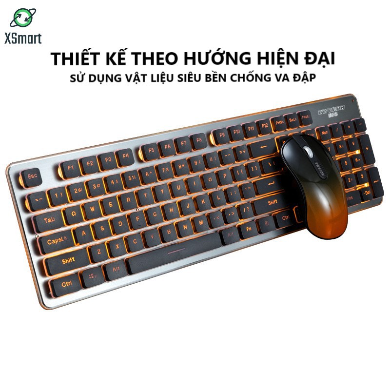 Bộ Bàn Phím Và Chuột Không Dây GLK350 PRO Có Đèn Led Siêu Đẹp, Sử Dụng Pin Sạc Siêu Trâu, Thiết Kế Mới