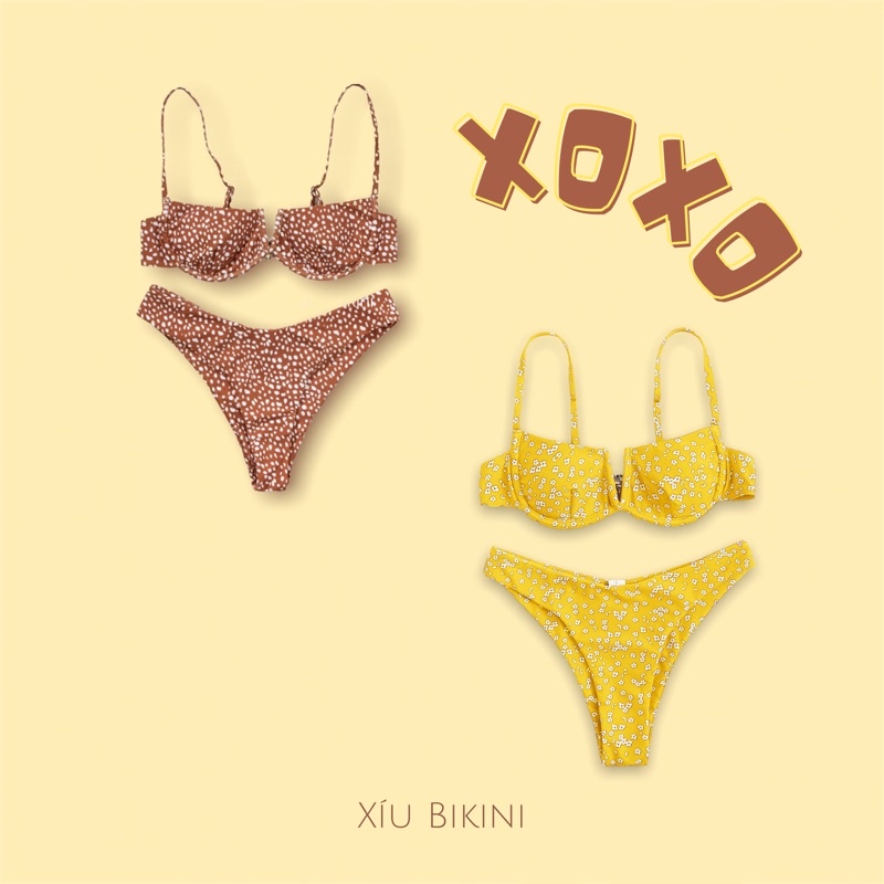 Bikini 2 mảnh hoạ tiết nhí có gọng