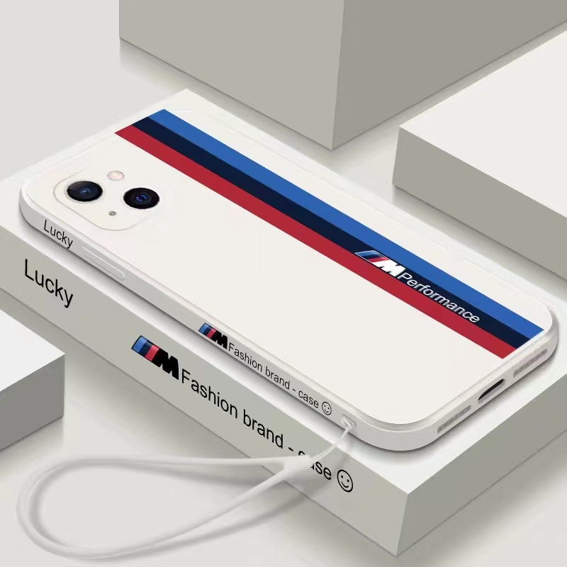 BMW Ốp điện thoại silicon mềm có dây đeo bảo vệ camera cho iphone 13pro 13 12 11 pro max 6s 6 7 8 plus x xr xs max