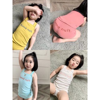 Bộ 2 dây chất cotton mềm mát in chữ bonne cho bé gái mặc hè