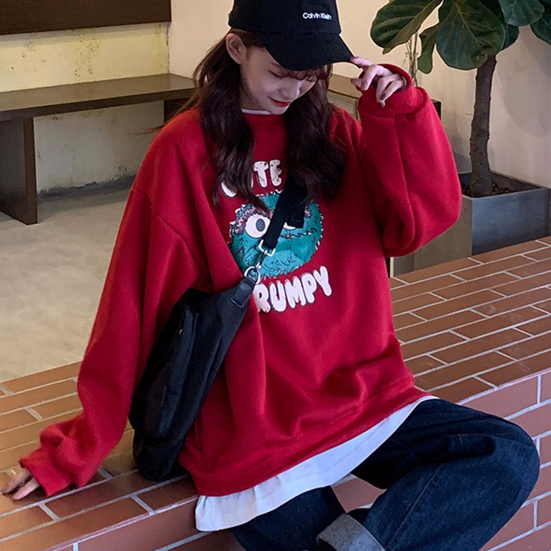Áo Sweater Form Rộng Thiết Kế Đơn Giản Xinh Xắn Cho Nữ