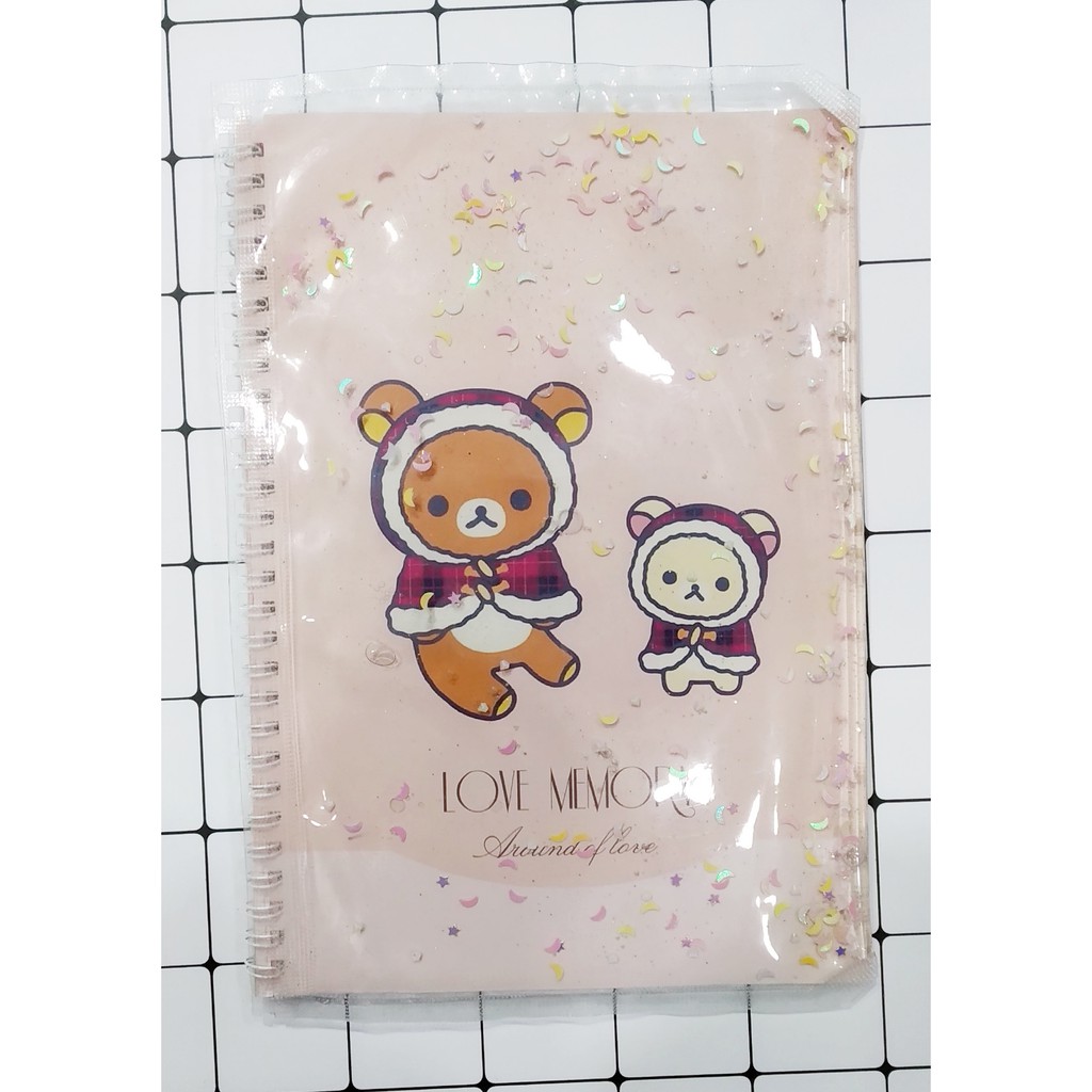 Sổ lò xo kim tuyến gấu rilakkuma SLK9 60 trang 17x25cm