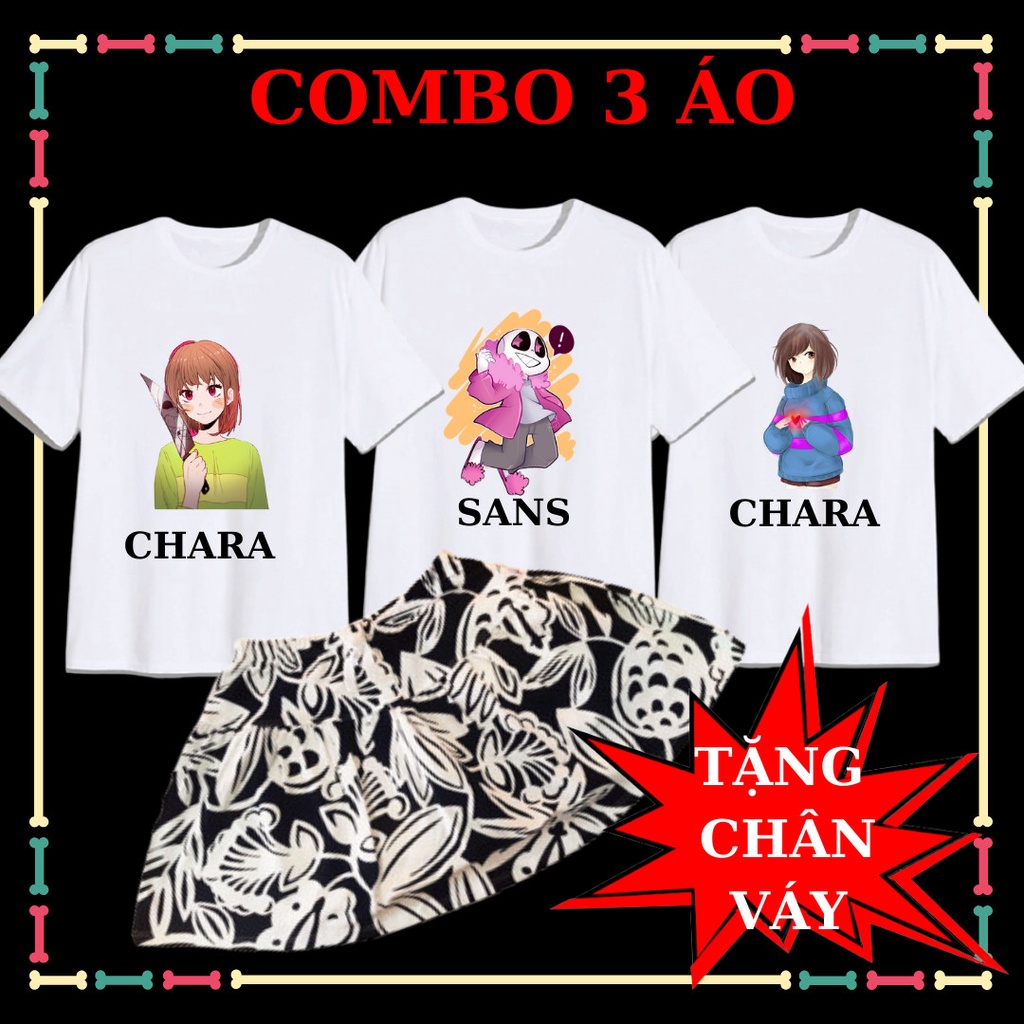 Combo 3 Áo Chara bé gái tay ngắn đủ size áo Tặng chân váy cotton xịn xò cho bé gái