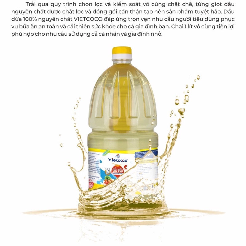 Dầu Dừa Tinh Luyện 2 lít  Nguyên Chất VietCoCo