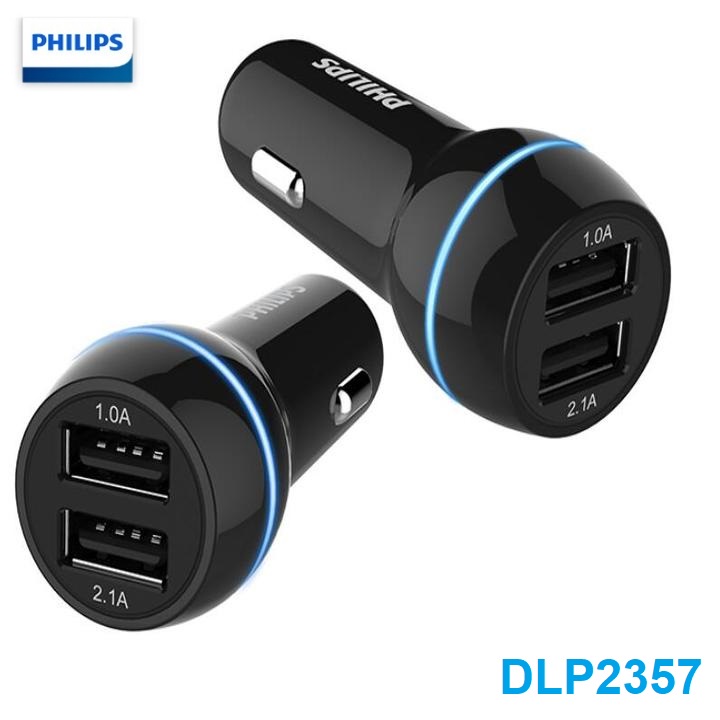 [GIÁ SỐC - HÀNG CHÍNH HÃNG] Bộ tẩu sạc dùng trên xe hơi, ô tô cao cấp thương hiệu Philips DLP2357