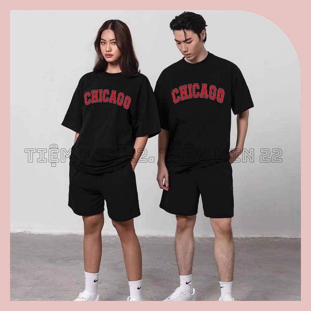 Áo Thun Cotton UNISEX - Áo Phông Tay Lỡ Form Rộng AT in chữ CHICAGO