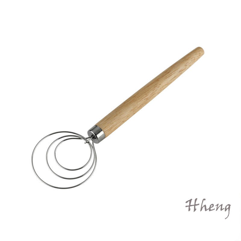 Cây Đánh Bột Bằng Thép Không Gỉ 9 Inch Tay Cầm Bằng Gỗ Tiện Dụng