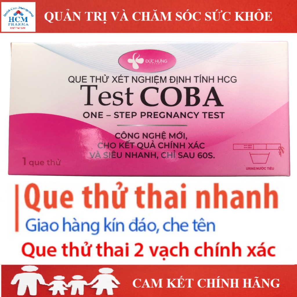 Que thử thai 2 vạch TEST COBA công nghệ mới, cho kết quả chính xác siêu nhanh, chỉ sau 60s HCM PHARMA DHG17