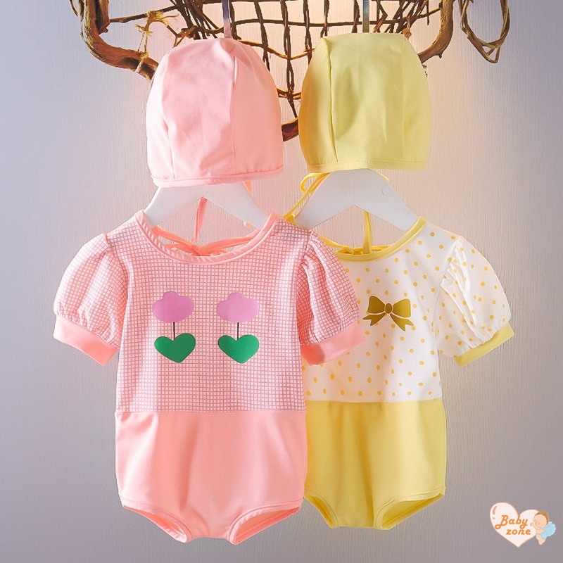 Bộ Đồ Bơi Một Mảnh Cổ Tròn Tay Phồng Dễ Thương Cho Bé Gái