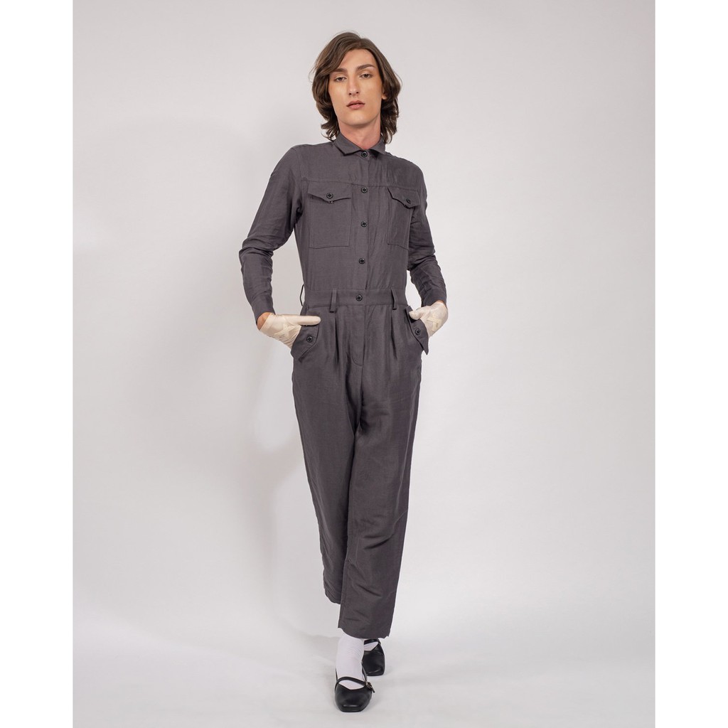 [Mã LT200 giảm 200K đơn 699K] Jumpsuit Yvette Libby N'guyen Paris, Spirit St.Louis, Nữ, Màu Xám