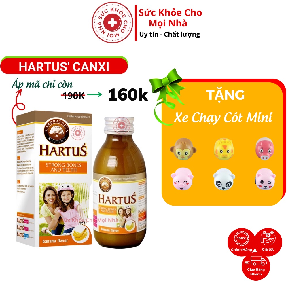 Hartus Canxi - Bổ Sung Canxi, Vitamin D3, Vitamin K, Hấp Thụ Canxi Tối Đa Nhờ Vitamin K (Chai 150ml)