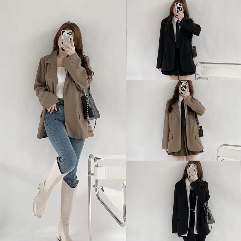 Áo khoác blazer 2 lớp túi nắp chất dày hàng hottrend Ảnh thật/ sẵn Monoshop