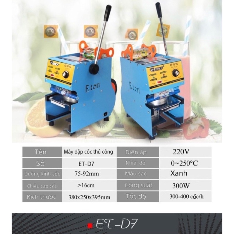 Máy dập ly, dập nắp cốc trà sữa Eton D7 - bảo hành 12 tháng