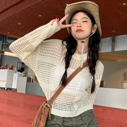 Áo Sweater Tay Dài Chống Nắng Thiết Kế Lưới Mỏng Thời Trang Mùa Hè Hàng Mới Dành Cho Bạn Nữ