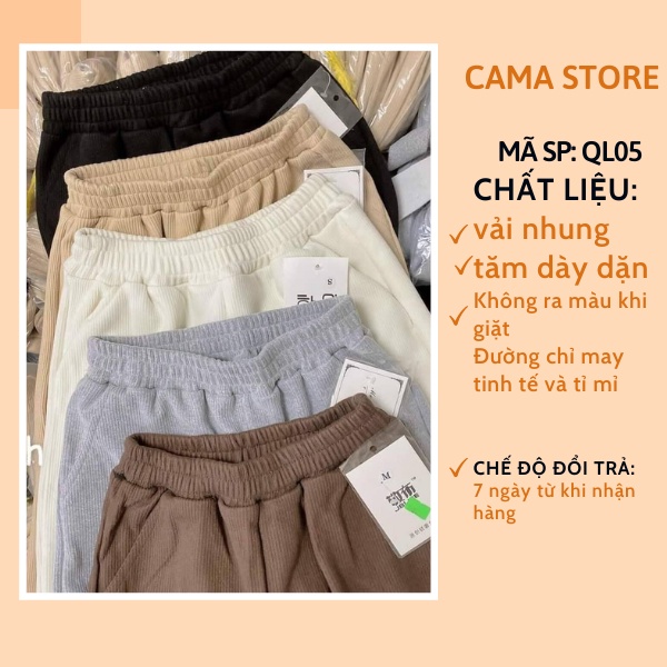 Quần jean nữ ống rộng lưng cao nhung tăm dáng dài cạp chun ulzzang CAMA STORE QL05 | BigBuy360 - bigbuy360.vn