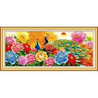 TRANH THÊU CÔNG PHU THÊ VIÊN MÃN E6 (110X50)